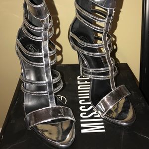 Missguided Silver Gladiator Heels